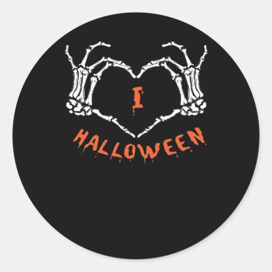 Slogan Halloween. Hartgebaar gemaakt van skelet Ronde Sticker (Voorkant)