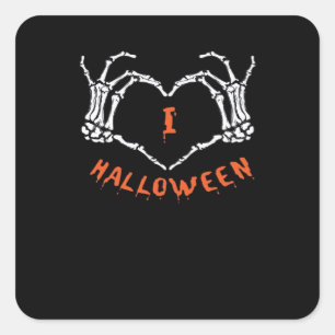 Slogan Halloween. Hartgebaar gemaakt van skelet Vierkante Sticker