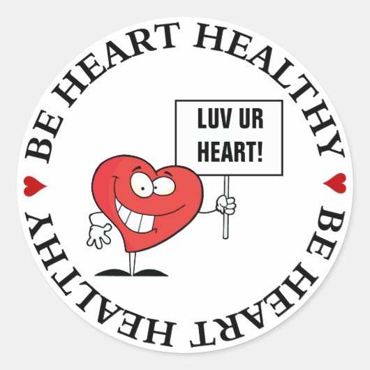  Slogan Heart Healthy Ronde Sticker (Voorkant)