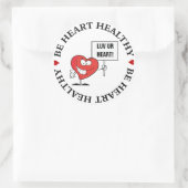  Slogan Heart Healthy Ronde Sticker (Tas)