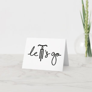 Slogan let's go. Laten we gaan met de fiets teken. Kaart