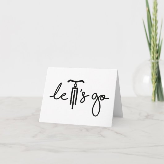 Slogan let's go. Laten we gaan met de fiets teken. Kaart (Voorkant)