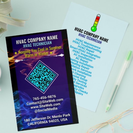 Slogan, Logo en QR-code | Verwarming en koeling HV Flyer