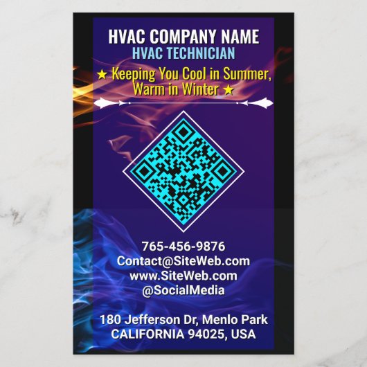 Slogan, Logo en QR-code | Verwarming en koeling HV Flyer (Voorkant)