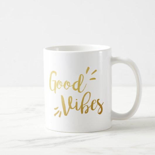 Slogan-Mok | Good Vibes | gouden goud Koffiemok (Rechts)
