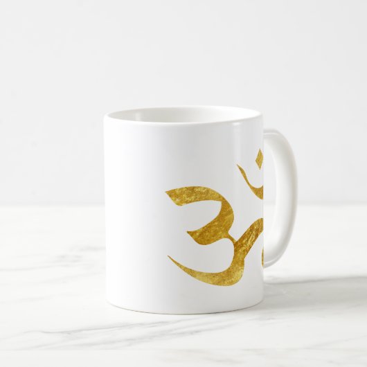 Slogan-Mok | Ohm Yoga Yogi | gouden goud Koffiemok (Voorkant rechts)