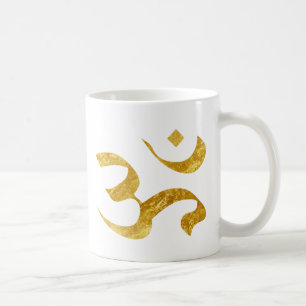 Slogan-Mok   Ohm Yoga Yogi   gouden goud Koffiemok