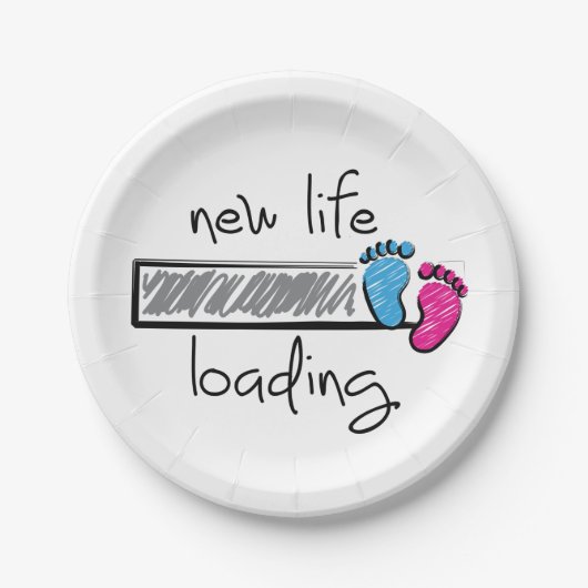 Slogan new life is loading. Vader en moeder worden Papieren Bordje (Voorkant)