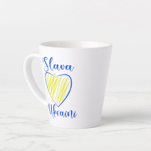 Slogan Slava Ukraine Glory naar het hart van Oekra Latte Mok (Linkerhoek)