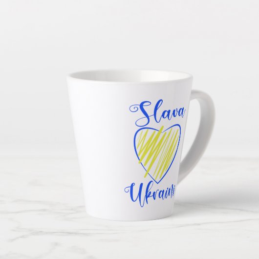 Slogan Slava Ukraine Glory naar het hart van Oekra Latte Mok (Rechterhoek)