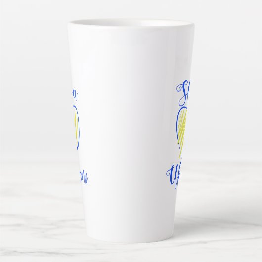 Slogan Slava Ukraine Glory naar het hart van Oekra Latte Mok (Voorkant)