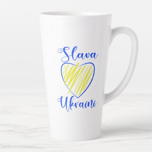Slogan Slava Ukraine Glory naar het hart van Oekra Latte Mok (Rechts)