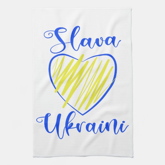 Slogan Slava Ukraine Glory naar het hart van Oekra Theedoek (Verticaal)