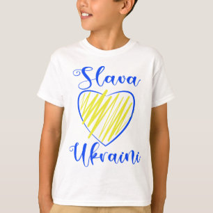 Slogan Slava Ukraine Glory to Ukraine hart T-Shir T-shirt