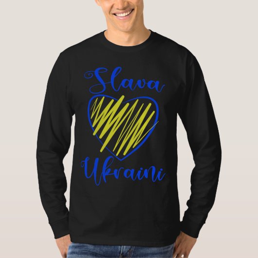 Slogan Slava Ukraine Glory to Ukraine hart T-Shir T-shirt (Voorkant)