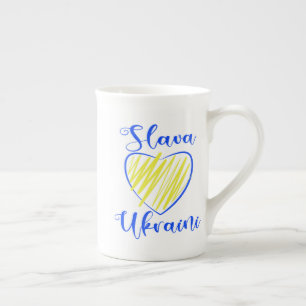 Slogan Slava Ukraini Eer aan Oekraïne hart   Porselein Kop