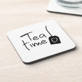 Slogan tea time - theetijd. kopje the drinken. bier onderzetter (Linkerzijde)