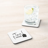 Slogan tea time - theetijd. kopje the drinken. bier onderzetter (Rechterzijde)