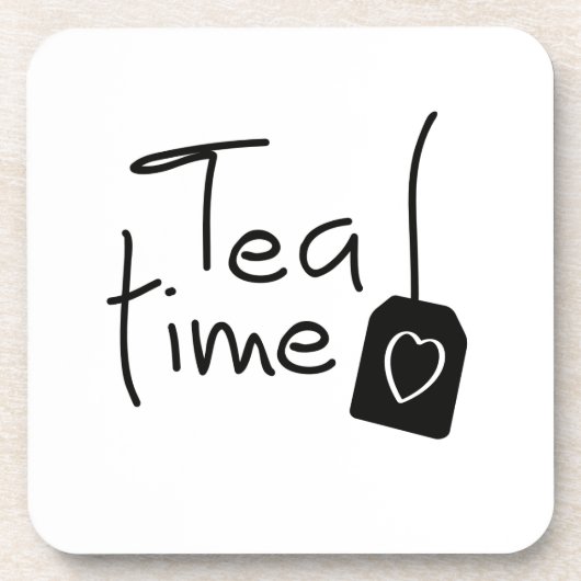 Slogan tea time - theetijd. kopje the drinken. bier onderzetter (Voorkant)
