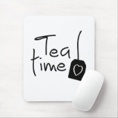 Slogan tea time - theetijd. kopje the drinken. muismat (Met muis)