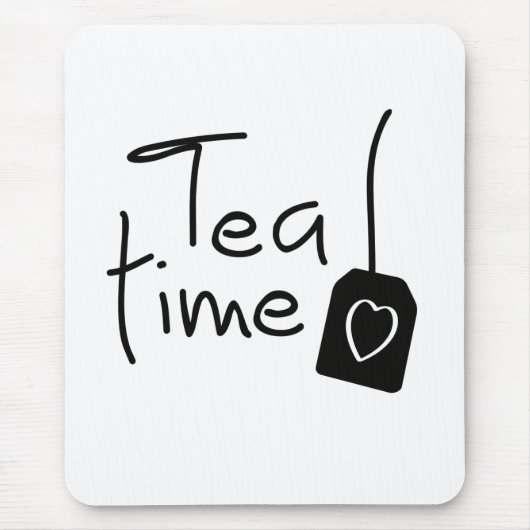 Slogan tea time - theetijd. kopje the drinken. muismat (Voorkant)