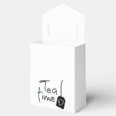 Slogan tea time - theetijd. kopje thee drinken. bedankdoosjes (Geopend)