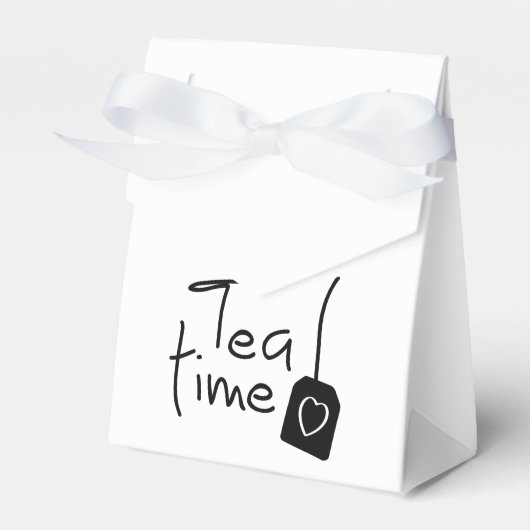 Slogan tea time - theetijd. kopje thee drinken. bedankdoosjes (Voorkant Zijde)