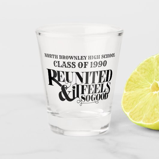 Slogan van reünie shot glas (Voorkant)