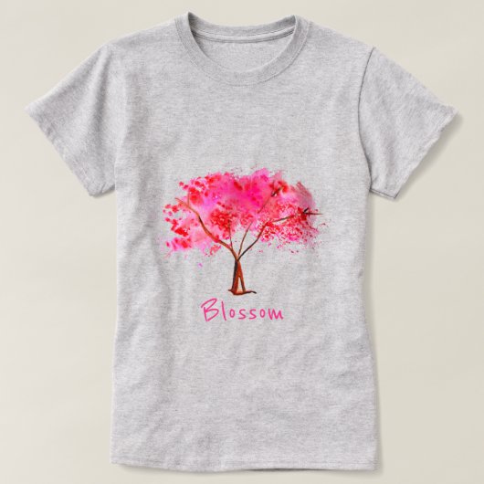 Slogan voor bloeien met roze Cherry Blossom-boom T-shirt (Design voorkant)