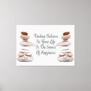 Slogan voor de balans van het leven, bevroren canvas afdruk