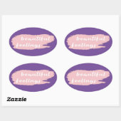 slogan voor mooie gevoelens ovale sticker (Vel)