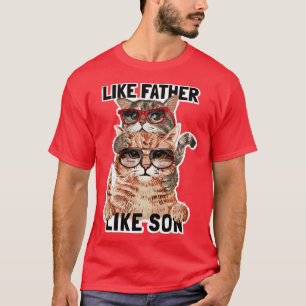 Slogan voor vader en zoon met kattenfamilie in sun t-shirt