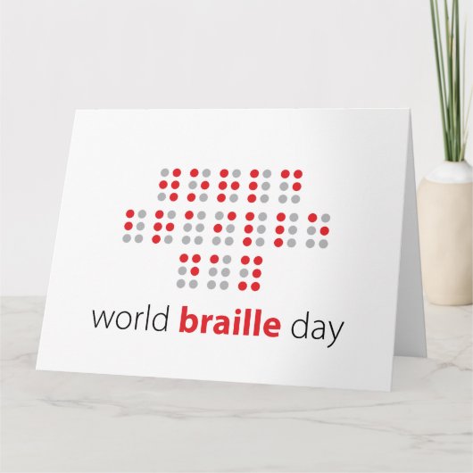 Slogan World braille day. Wereld braille dag. Kaart (Voorkant)