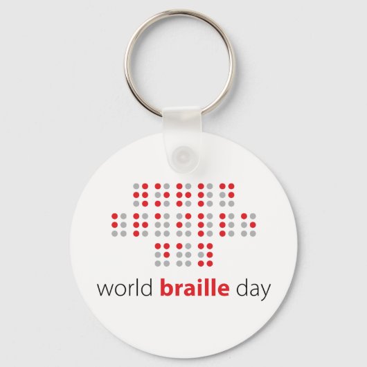 Slogan World braille day. Wereld braille dag. Sleutelhanger (Voorkant)