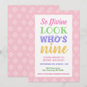 Slogans van de uitnodiging voor de 9e verjaardag (Voorkant / Achterkant)