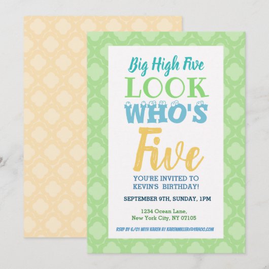 Slogans van de uitnodiging voor de vijfde verjaard (Voorkant / Achterkant)