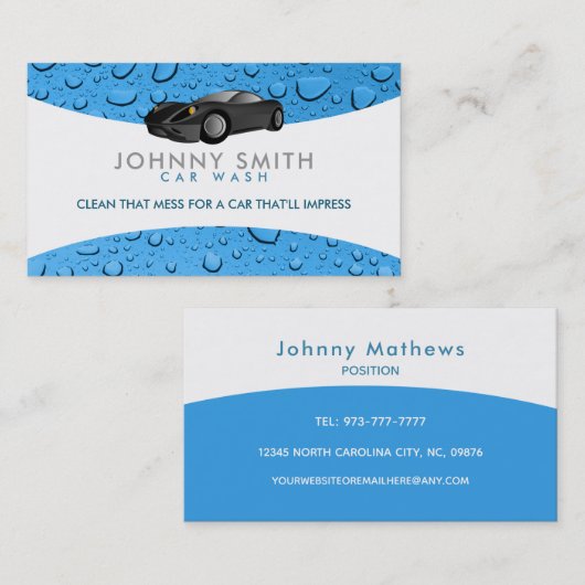 Slogans voor het wassen van auto's visitekaartje (Voorkant / Achterkant)