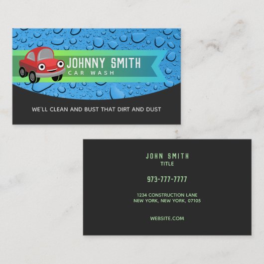Slogans voor het wassen van auto's visitekaartje (Voorkant / Achterkant)