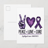 Slokdarmkanker bewustzijn Paarse Lint Aankondigingskaart (Voorkant / Achterkant)