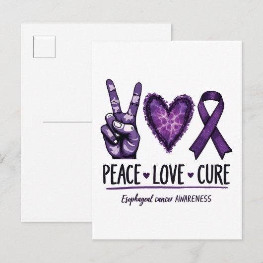 Slokdarmkanker bewustzijn Paarse Lint Aankondigingskaart (Voorkant / Achterkant)