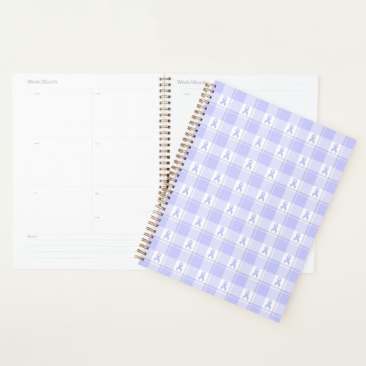Slokdarmkanker bewustzijn Plaid Periwinkle Planner (Display)