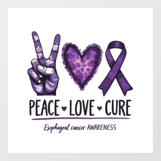 Slokdarmkanker bewustzijn Stuk Paarse Lint Raamsticker (Vel)