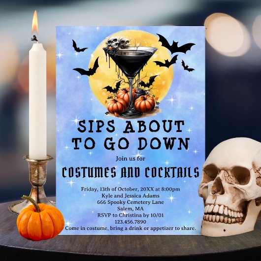 Slokjes gaan naar beneden Martini  Halloweenfeest Kaart