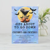 Slokjes gaan naar beneden Martini  Halloweenfeest Kaart (Staand voorkant)