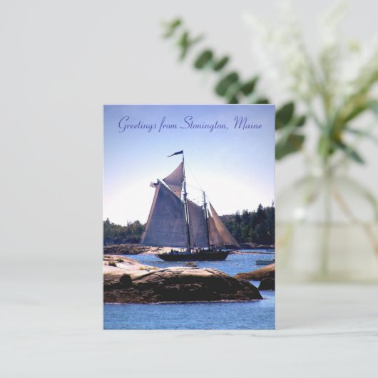 Sloop in de haven van Stonington Briefkaart (Staand voorkant)