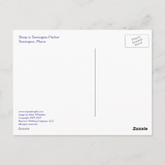 Sloop in de haven van Stonington Briefkaart (Achterkant)