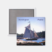 Sloop in de haven van Stonington Magneet (Voorkant / Achterkant)
