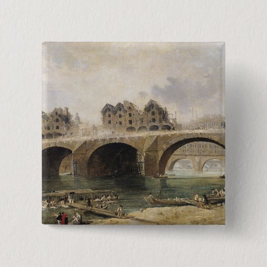 Sloop van de huizen vierkante button 5,1 cm (Voorkant)