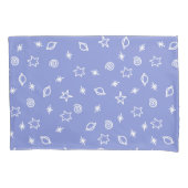 Sloopkussen Blauw Ruimte Doodle Sterren Planeten Kussensloop (Voorkant)
