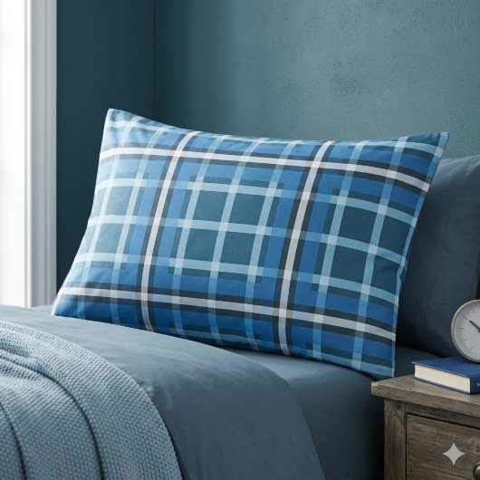 Sloopkussen Blauw Tartan Schotse Ruit Patroon Kussensloop